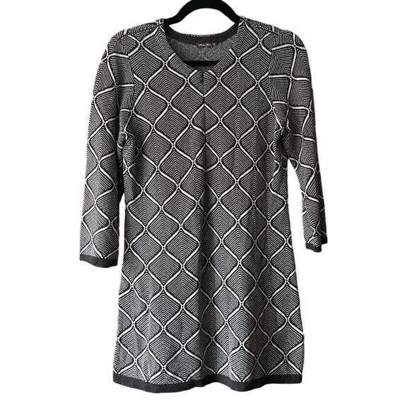 J. McLaughlin Women's Zip Front Sweater Tunic Diamond Knit 3/4 Sleeve Size M - Picture 1 of 8